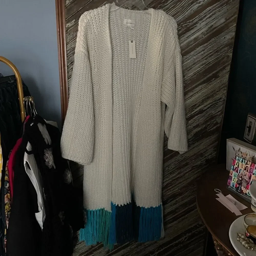 By Anthropologie fringe duster cardigan NWT